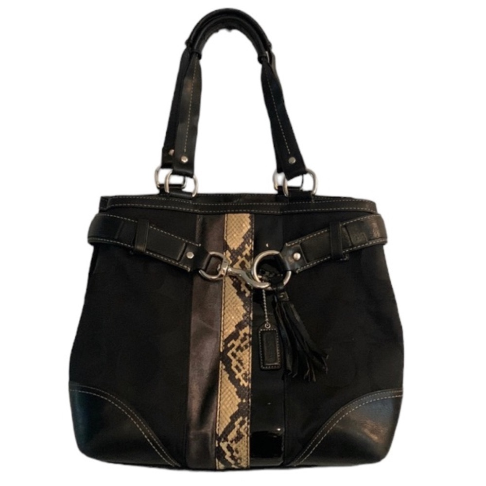 COACH - Coach Hampton Large Hobo Purse Python, Patent and Leather Detai…